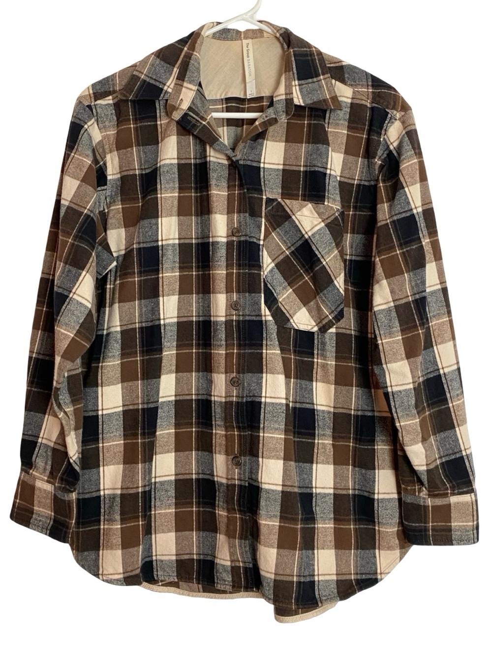 Aritzia The Group Babaton Flannel Shirt Womens Size Small Oversized Cotton Brown